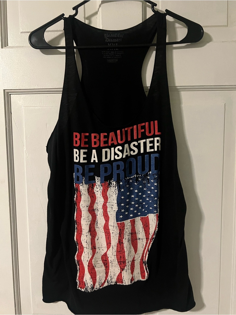 Be Beautiful Be Proud Graphic Tank with American Flag